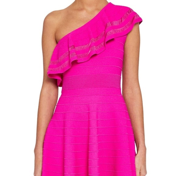 Ted Baker Dresses & Skirts - Ted Baker Streena Pink Ruffle One Shoulder Dress
